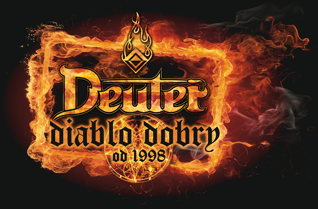 Logo deuter na tle ognia - diablo dobry od 1998
